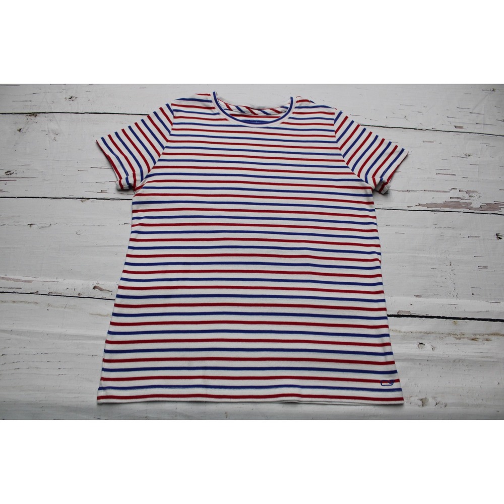 Vineyard Vines Womens Red White Blue Striped Cotton T-Shirt Medium Nautical Tee